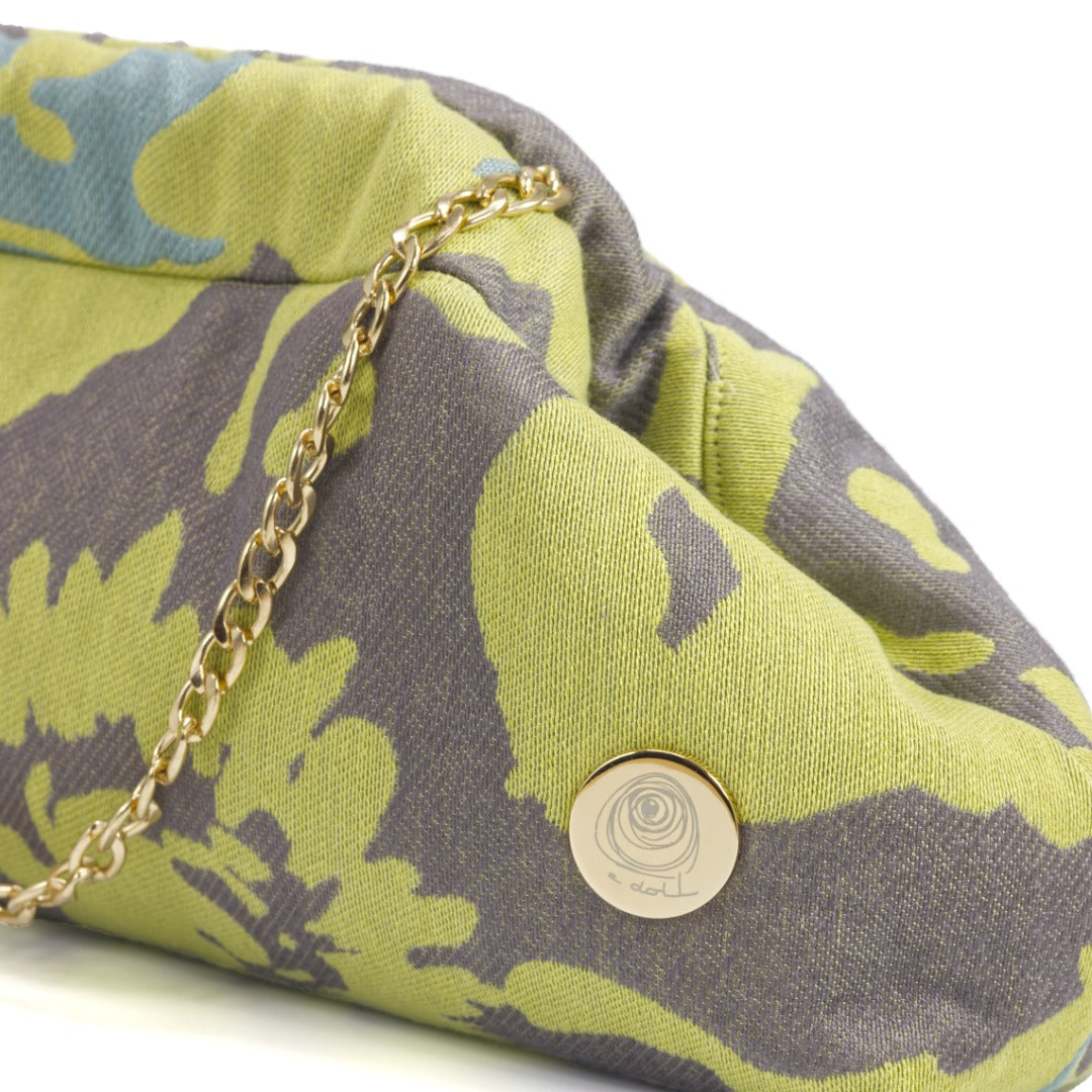 CRISTINA bag - fantasia floreale astratta lime e grigio