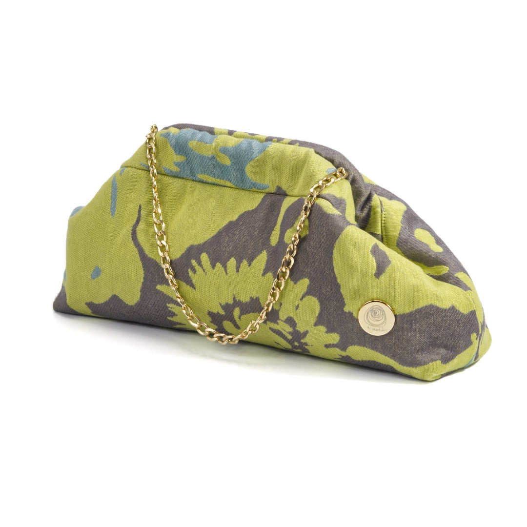 CRISTINA bag - fantasia floreale astratta lime e grigio