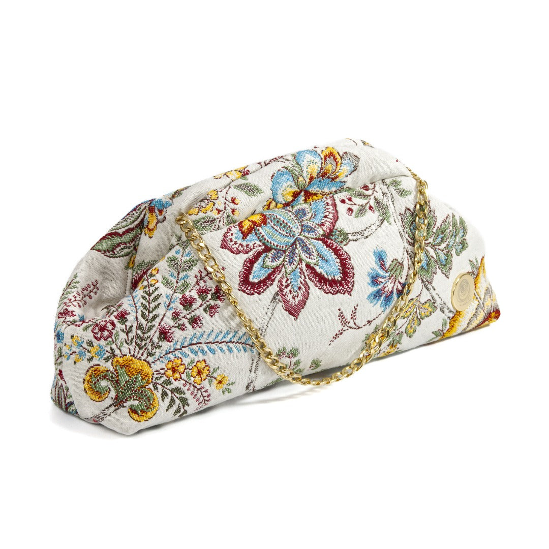 CRISTINA bag - Bianco, fiori jacobean multicolor