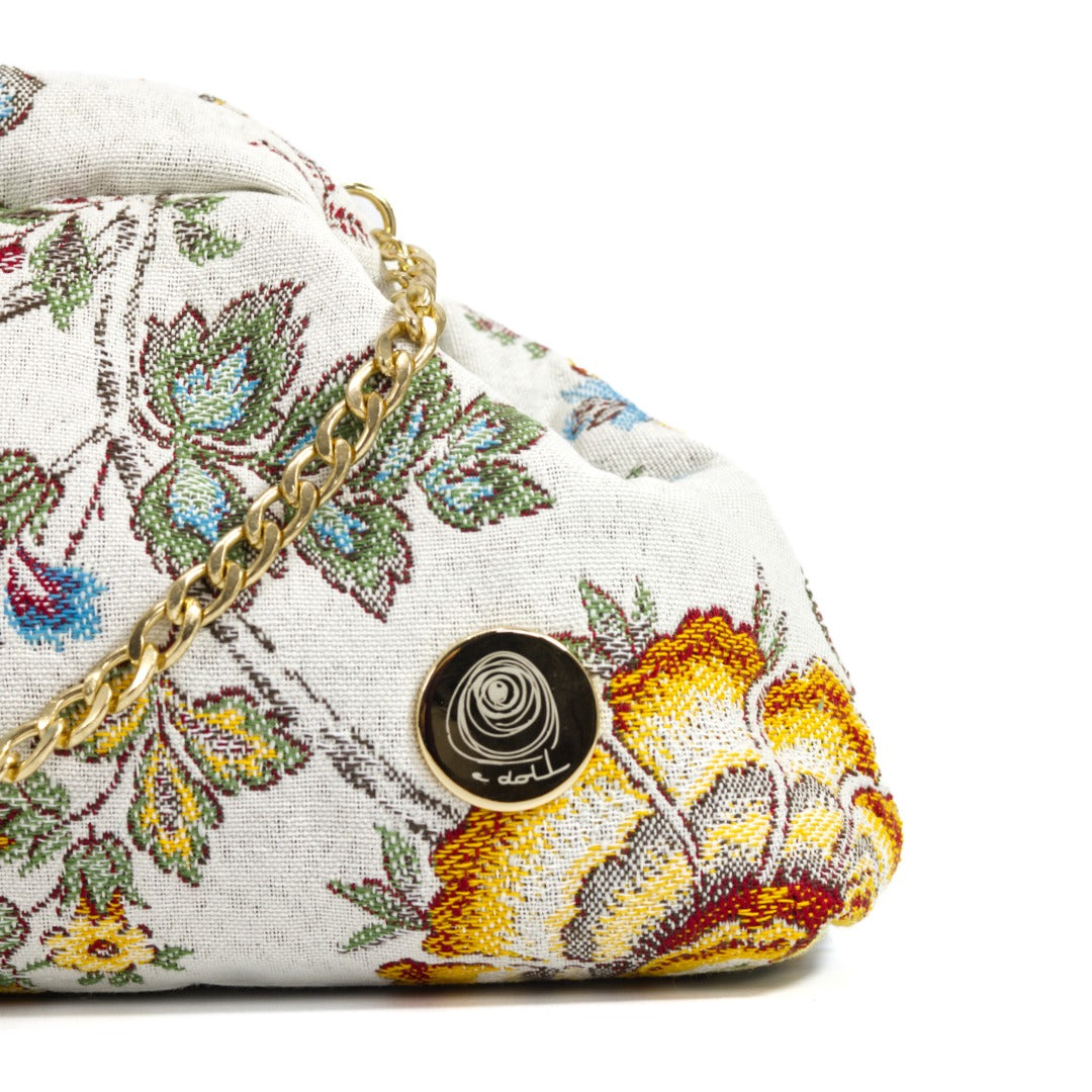 CRISTINA bag - Bianco, fiori jacobean multicolor